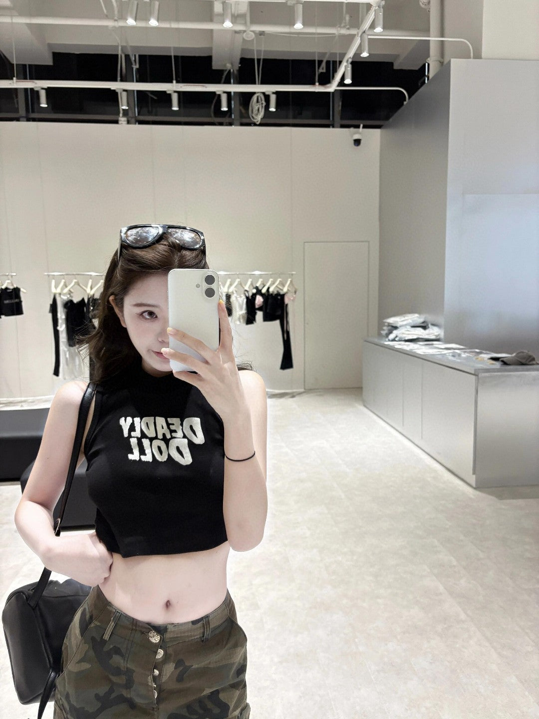 Chrome Hearts sexy tank top, retro cargo camouflage pants