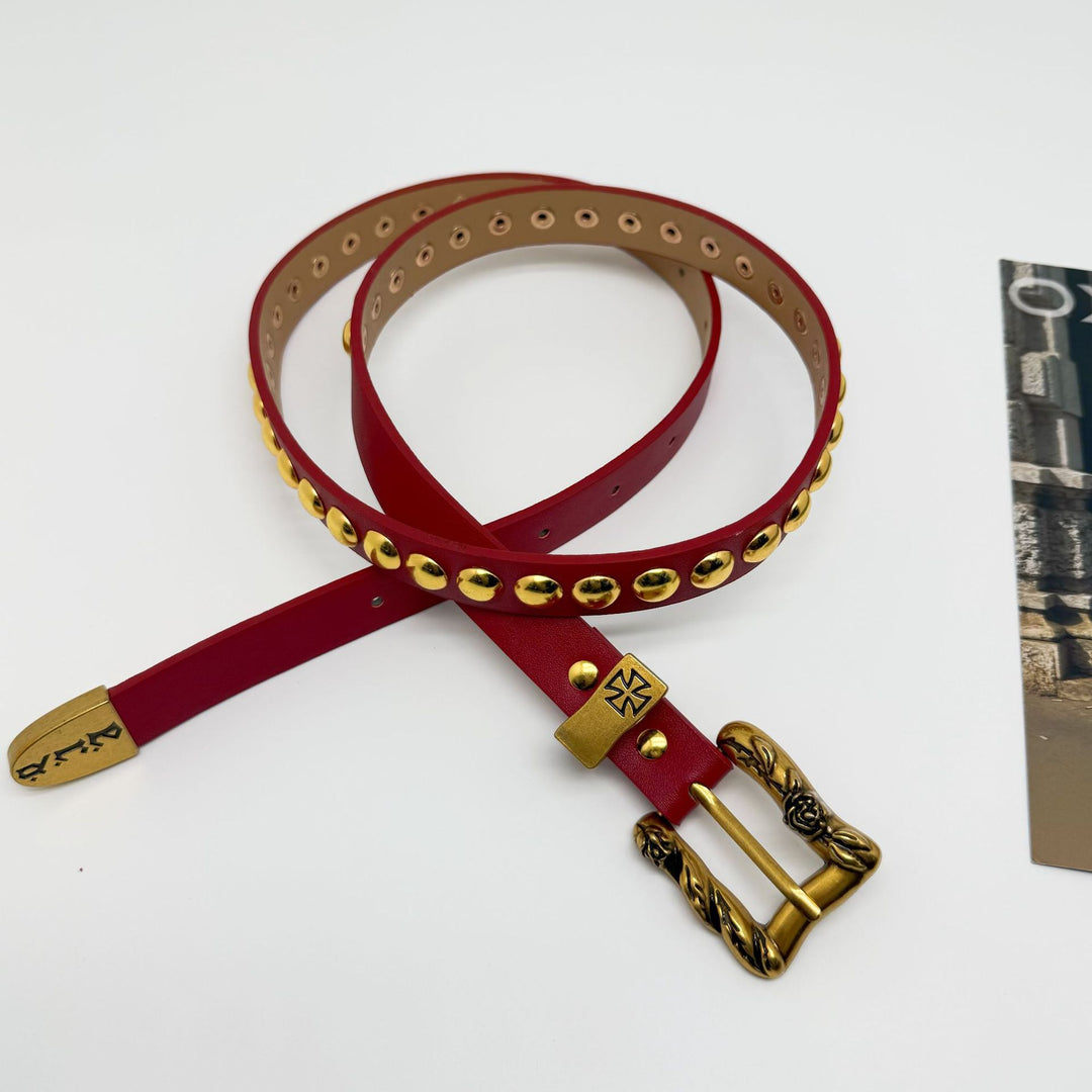 Y2K EDR Brooding Rich Kid Studded Cross Waist Belt