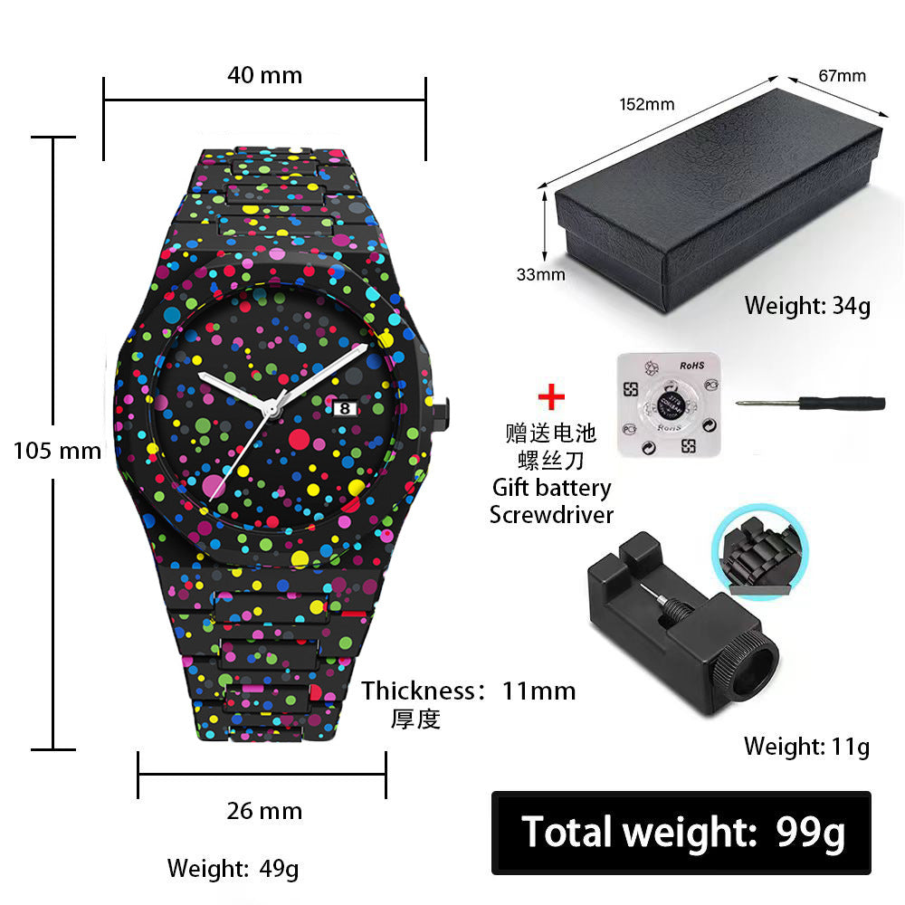 Sports-Style Waterproof Plastic Watch with Arabic Numerals