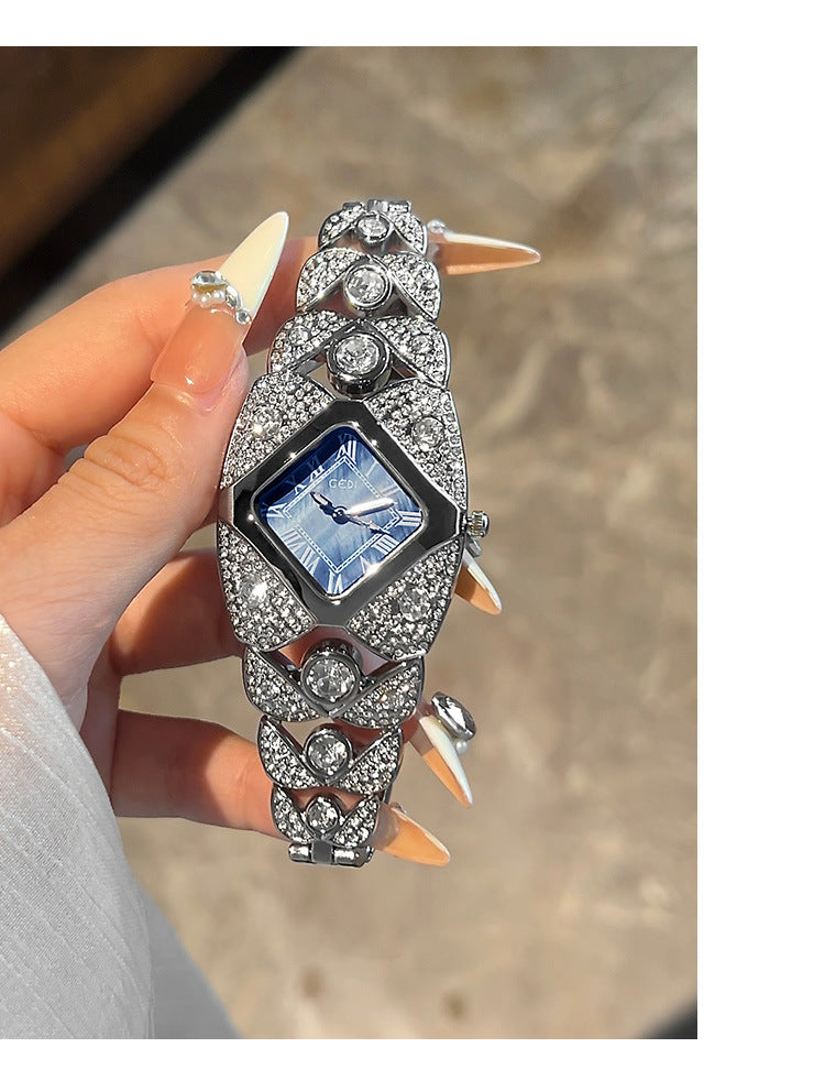Luxury Full Diamond High-End Bangle Watch for Women