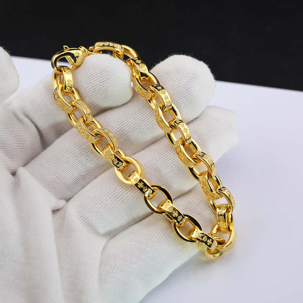 Retro gold cross letter bracelet