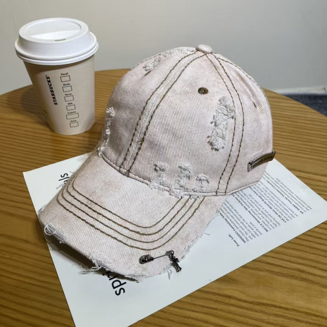 Chrome Hearts Ripped Denim Baseball Cap