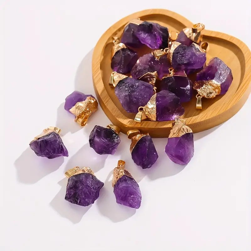 Natural amethyst gold-plated pendant