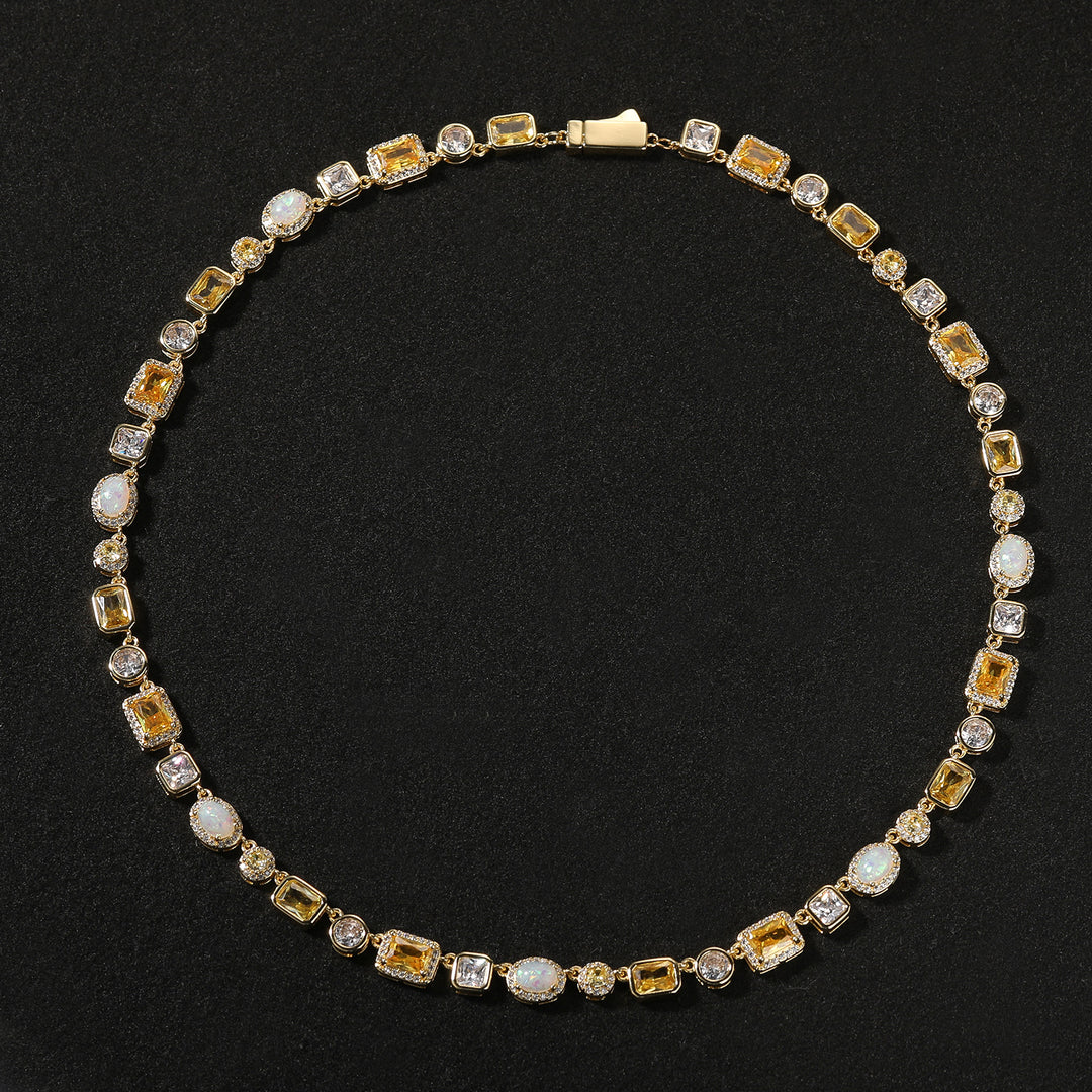 HIPHOP Copper Zirconia Necklace and Bracelet