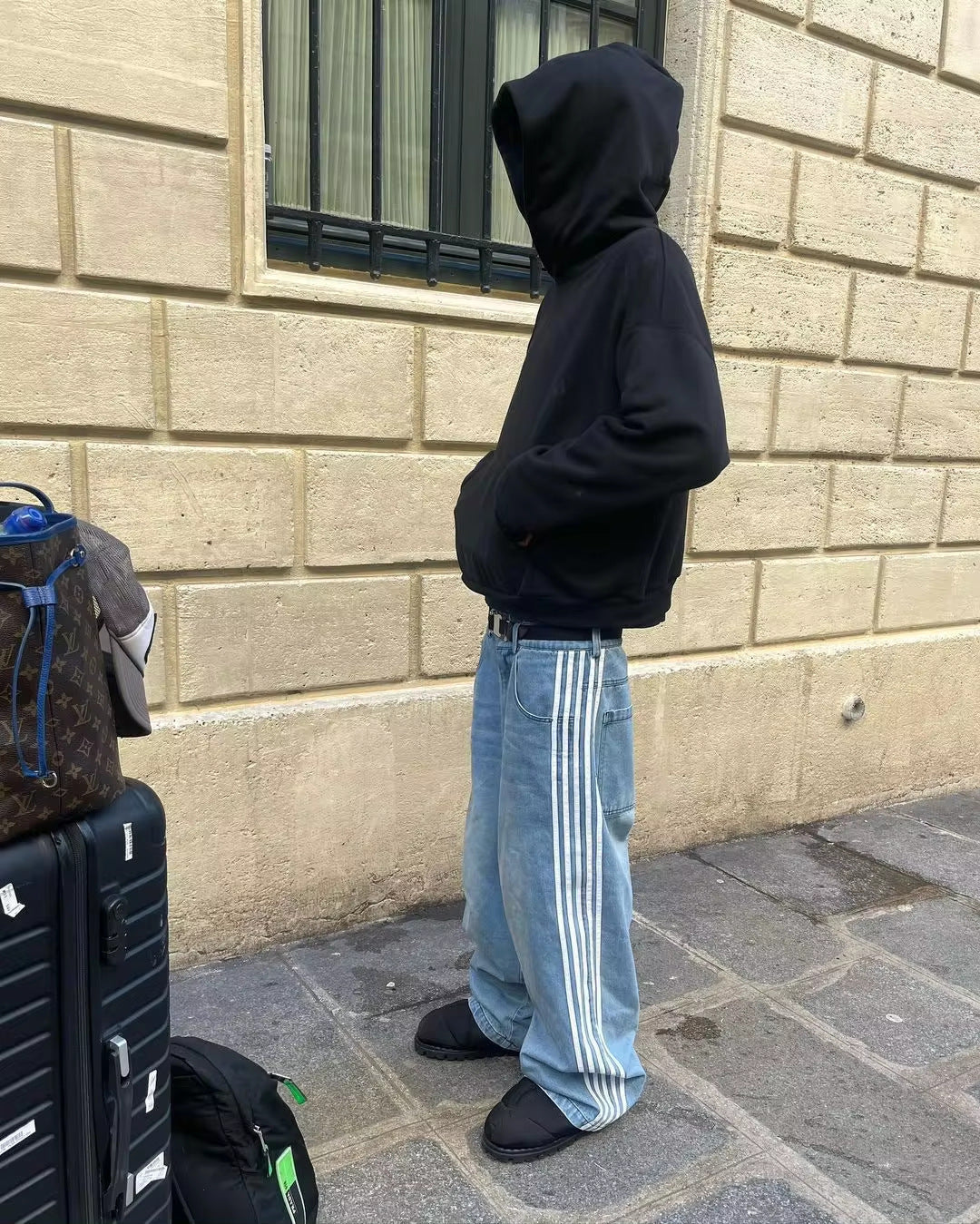 Striped jeans, Y2K casual wide-leg straight-leg jeans