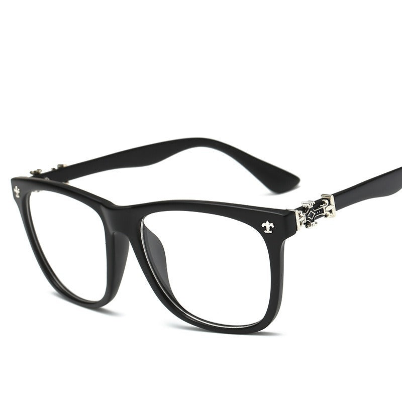 Trendy thick-rimmed non-prescription large-framed eyeglasses