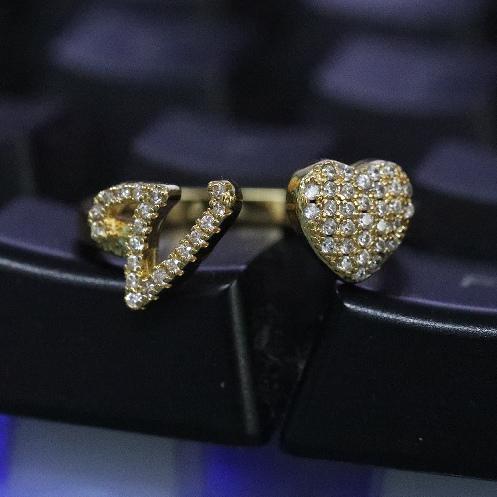 Hip-hop zircon-encrusted 26 English letters ring