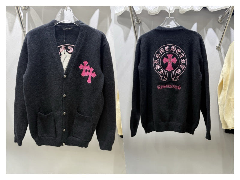 Chrome hearts cross cotton knitted cardigan sweater