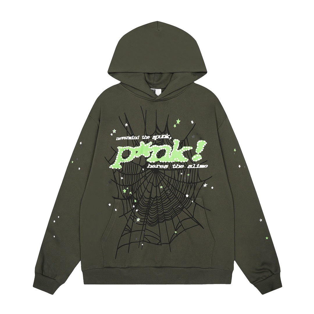 Sp5der 555555 star pattern hooded trousers and sweatshirt