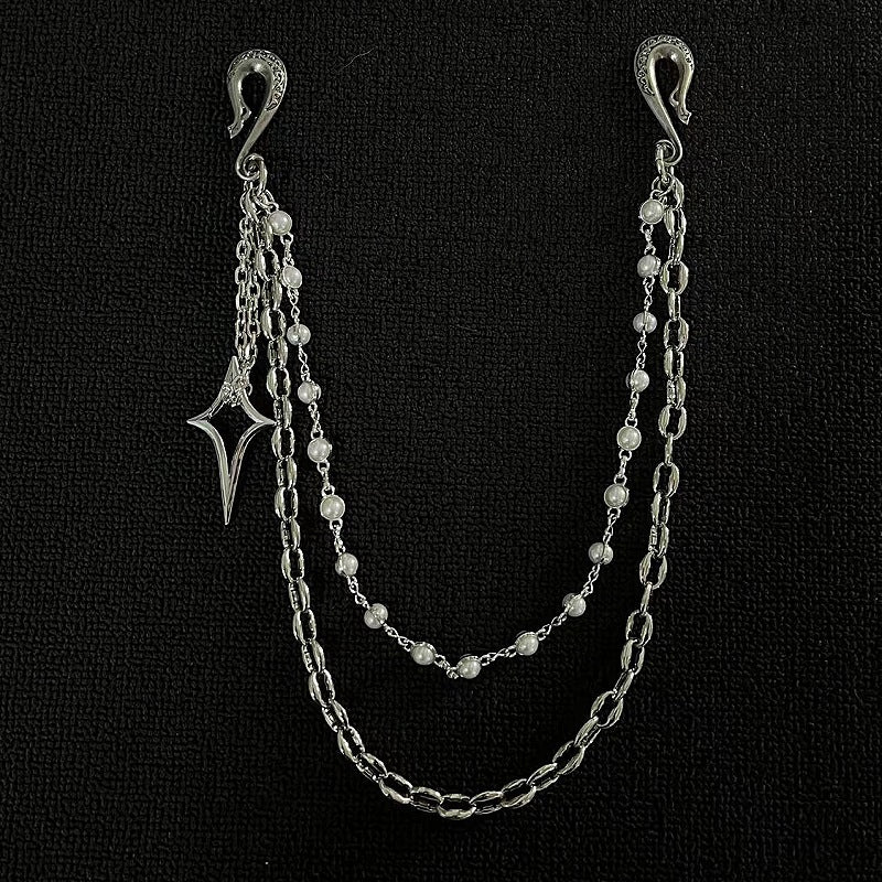 Hip Hop Double-Layer Pearl Shell Jeans Chain Waist Chain