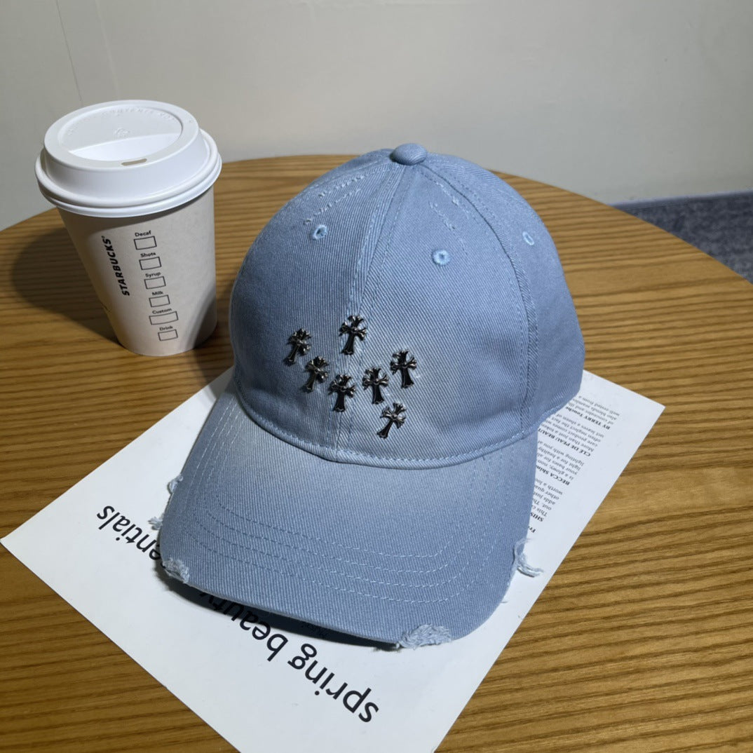 Chrome Hearts Ripped Denim Baseball Cap