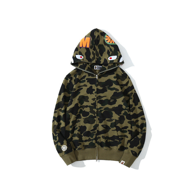 BAPE Shark camouflage hooded cardigan jacket