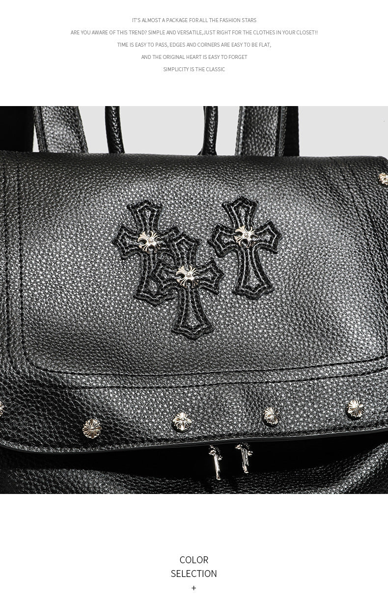 Chrome Hearts Cross Rivet PU Leather Backpack