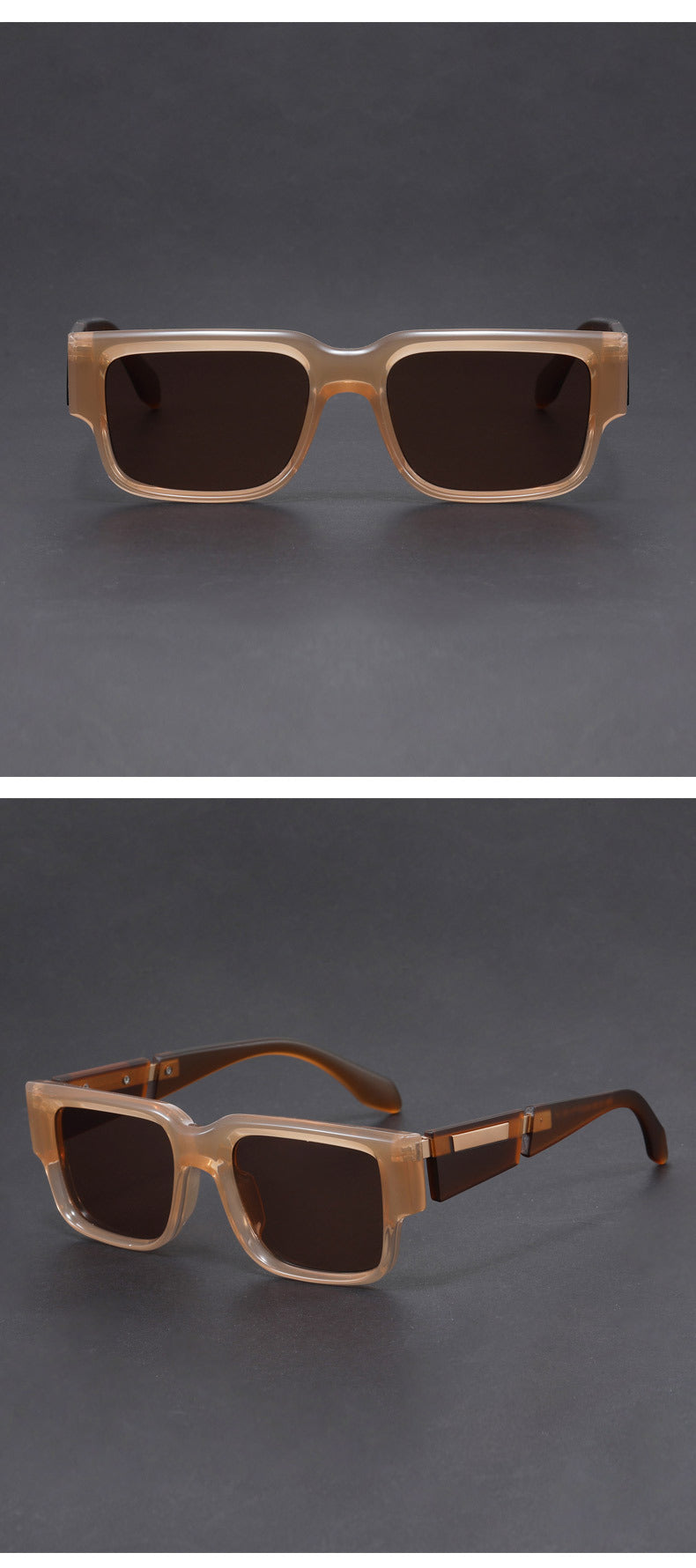 Rectangular narrow-frame niche unique thick-frame sunglasses