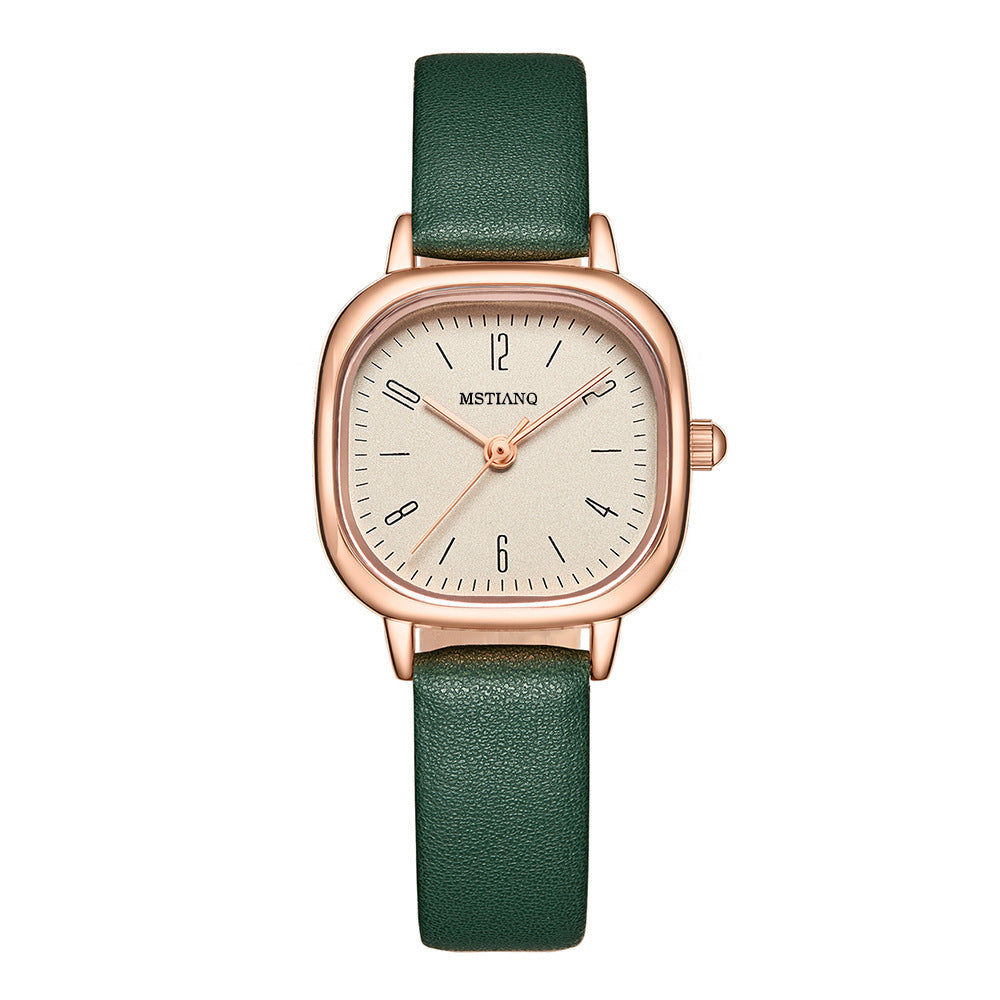 Square-shaped women's watch with a preppy style