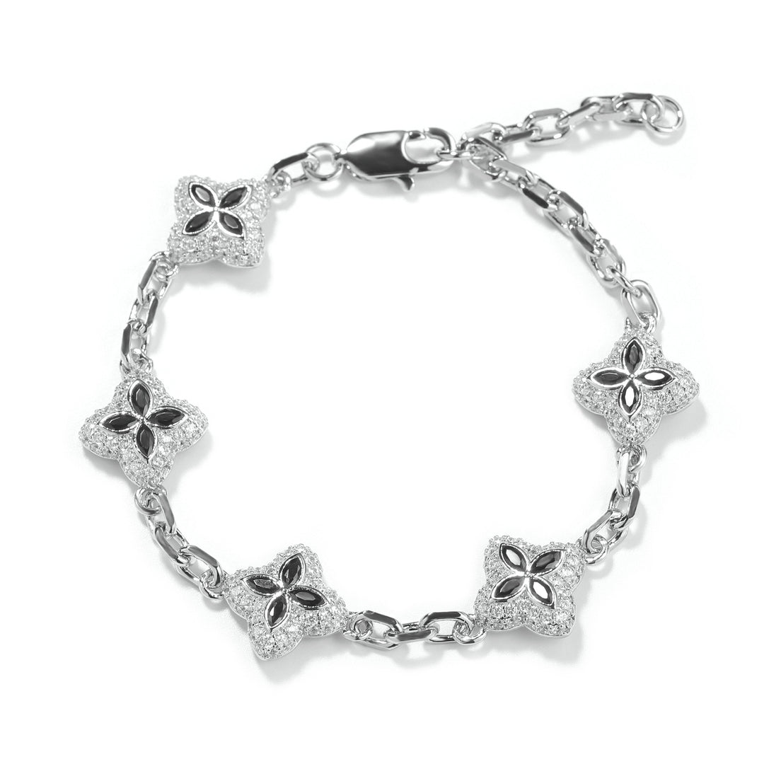 Full-Pavé Lucky Four-Leaf Clover Bracelet Necklace