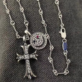 Chrome Hearts Smiley Cross Necklace