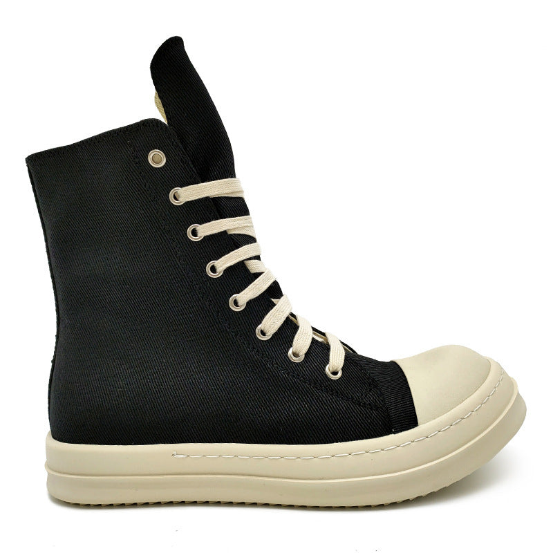 Plus-Size Thick-Soled, Black, Unisex Canvas Sneakers