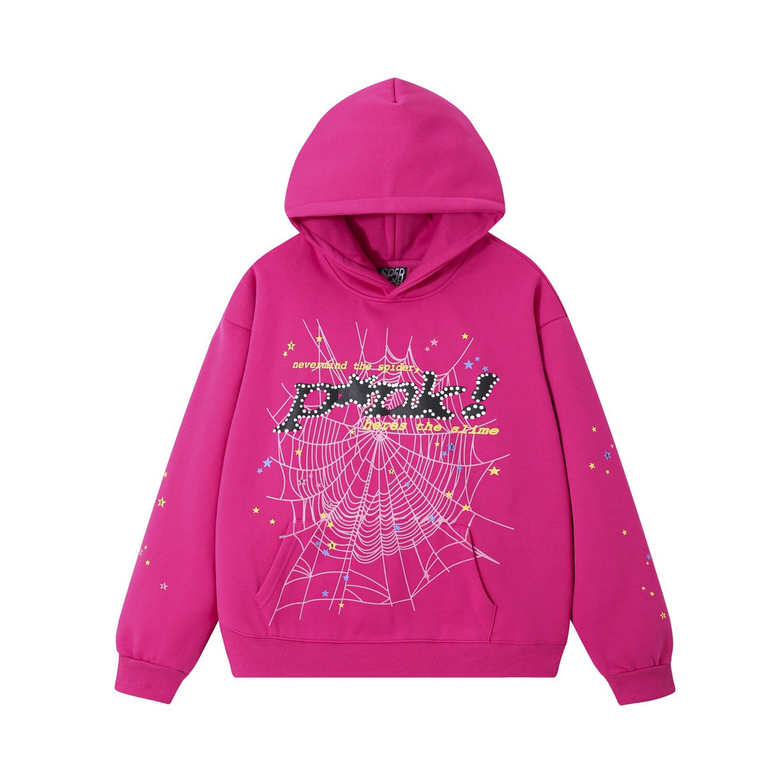 Sp5der foam letter 555 hoodie Pink Casual pants