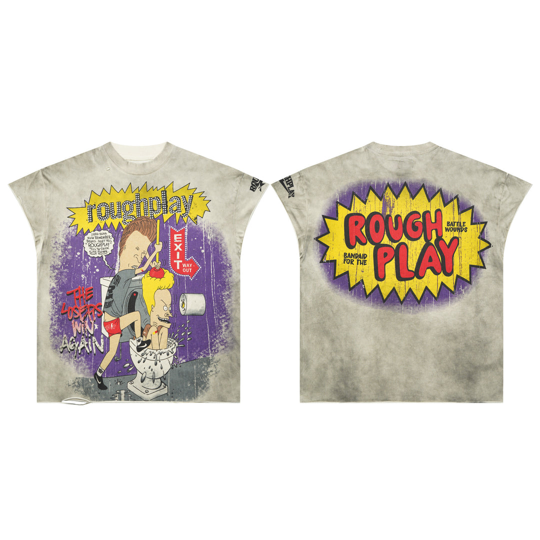 RoughPlay NYC Distressed, Ripped, and Sparkling Short-Sleeve T-Shirt