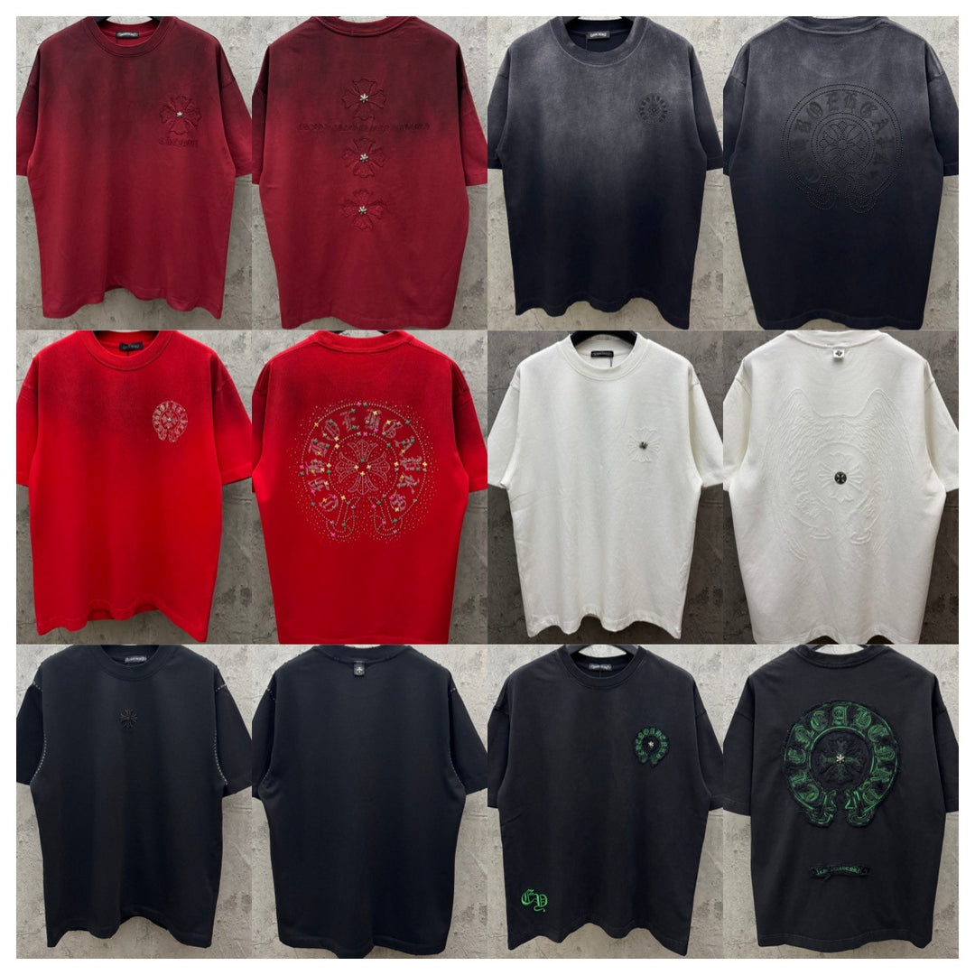 Chrome Hearts American style appliqué embroidered couple T-shirt