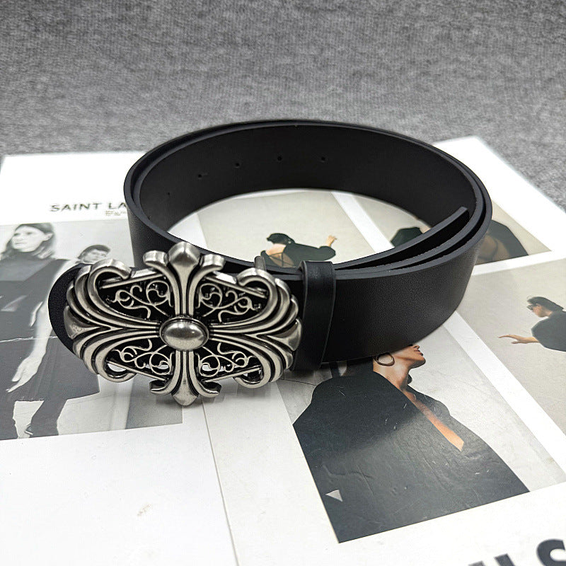 Chrome Hearts Cross Buckle Embossed Belt