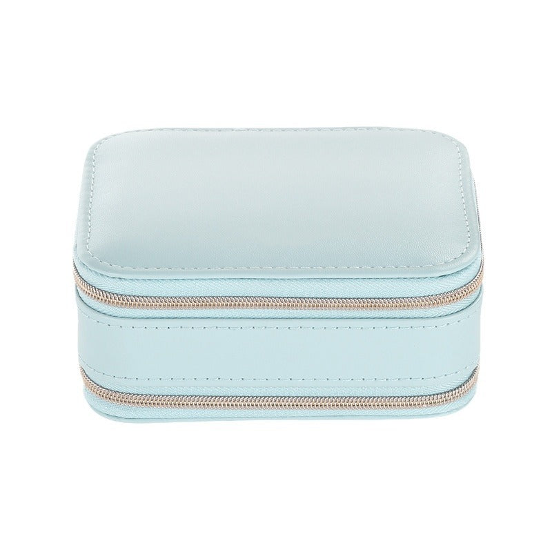 Double zipper mirror convenient jewelry box