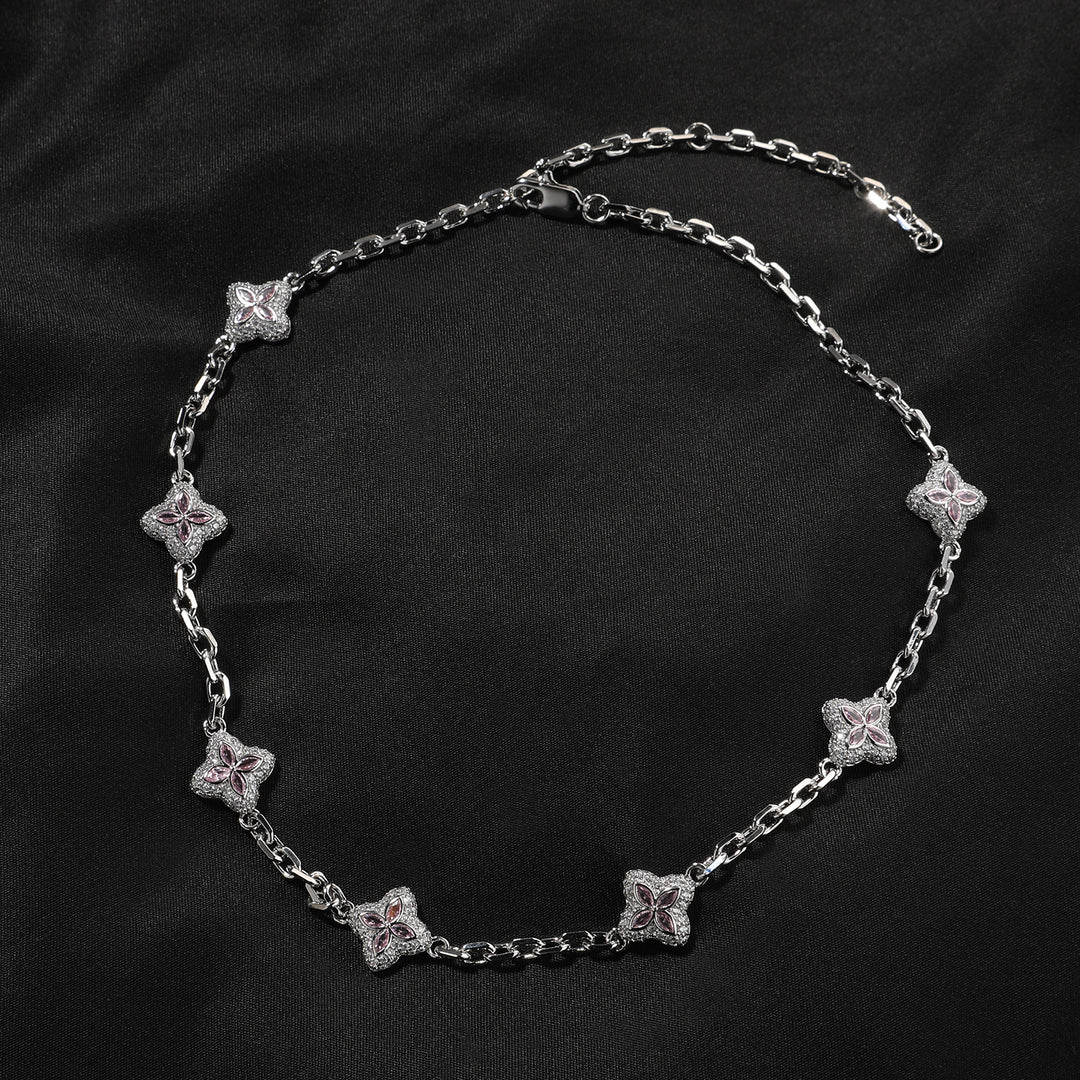 Full-Pavé Lucky Four-Leaf Clover Bracelet Necklace