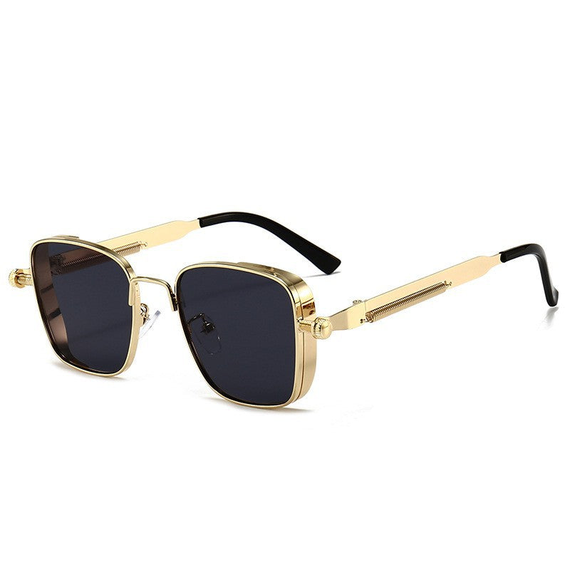 Retro Square Frame Steampunk Metal Sunglasses