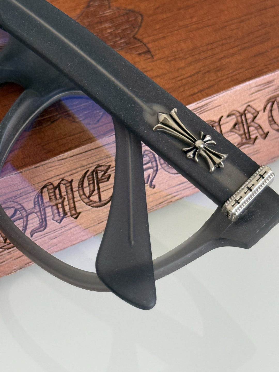 Chrome Hearts BOFFICER square frame glasses with cross pattern