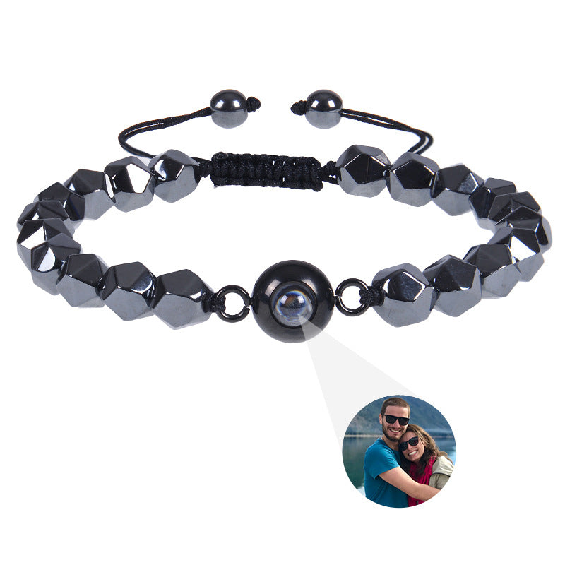 Obsidian Photo projection Customized Bracelet