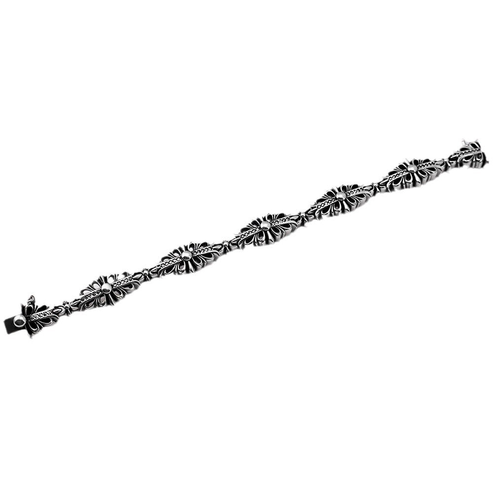 chrome hearts cross flower carving hollow bracelet