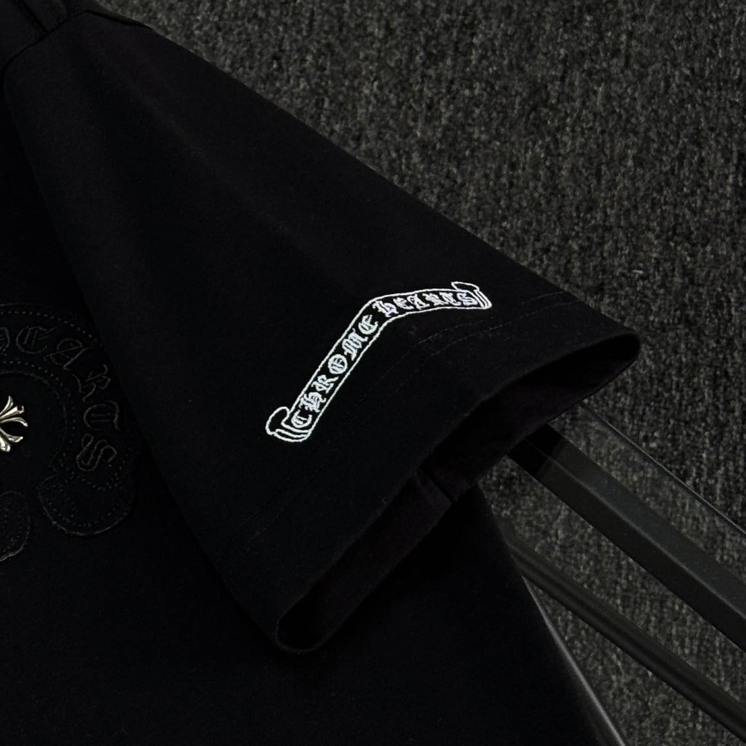 Chrome Hearts heavy-duty cross-stitch embroidery T-shirt
