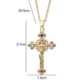 Cross colored zircon micro inlaid zircon necklace pendant