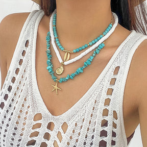 starfish necklace shell rice bead gravel necklace