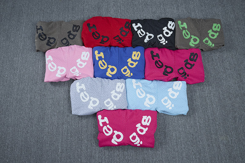 Sp5de five-inch shorts with full-on rhinestone hot-fix design