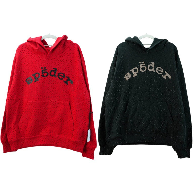 Sp5der full-rhinestone hoodie and sweatpants