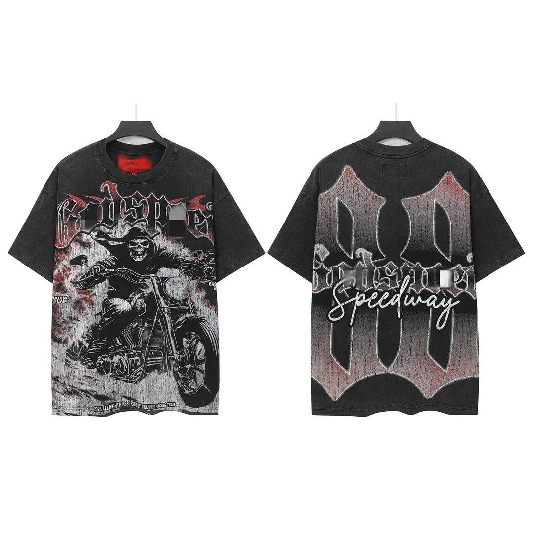 Skull Hip Hop Statue of Liberty Short-Sleeve T-Shirt