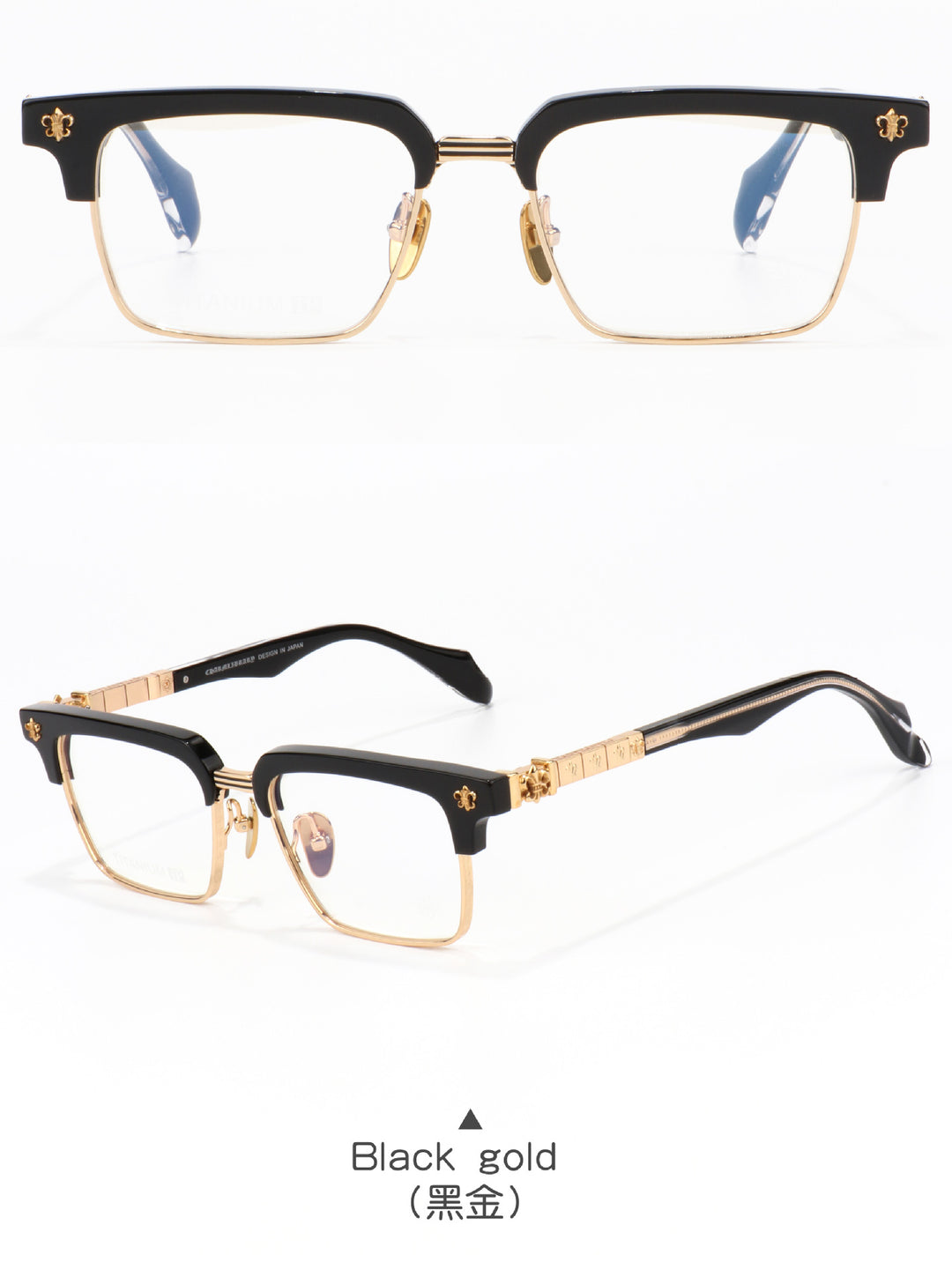 Chrome Hearts half-rimmed accordion temple glasses