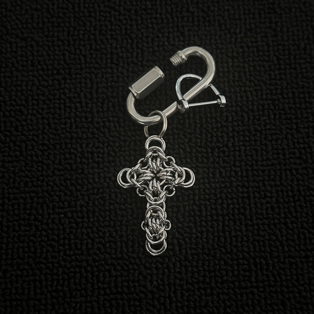 Purely Handcrafted Chainmail Cross Keychain