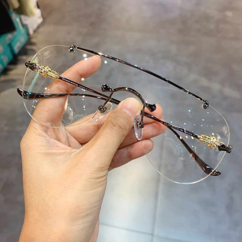 Chrome Hearts Rimless Prescription Goggles Wide-Fit Aviator Eyewear