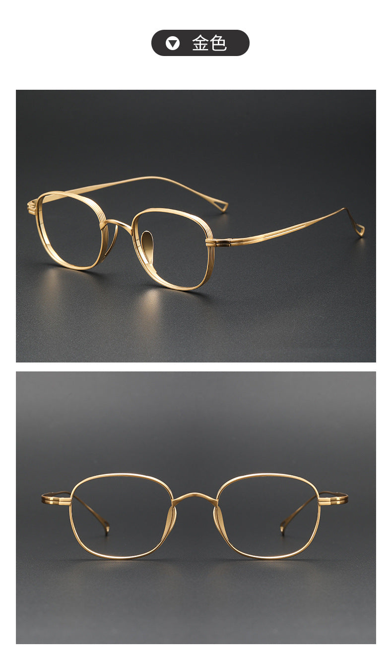 Pure Titanium Small Face Square Retro Glasses Frame