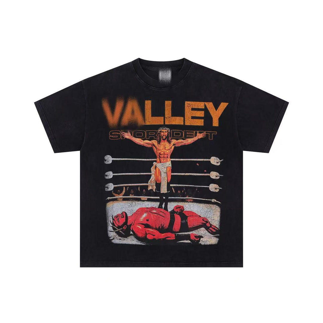 VAL Washed and Distressed Streetwear T-Shirt