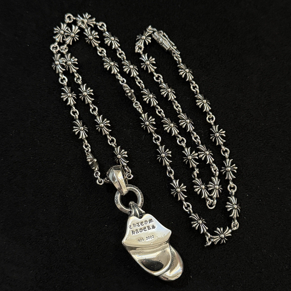 Chrome Hearts fashionable big tongue pendant cross chain necklace