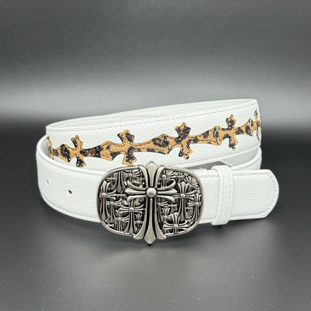 Chrome Hearts Cross designed classic leather belt for jeans