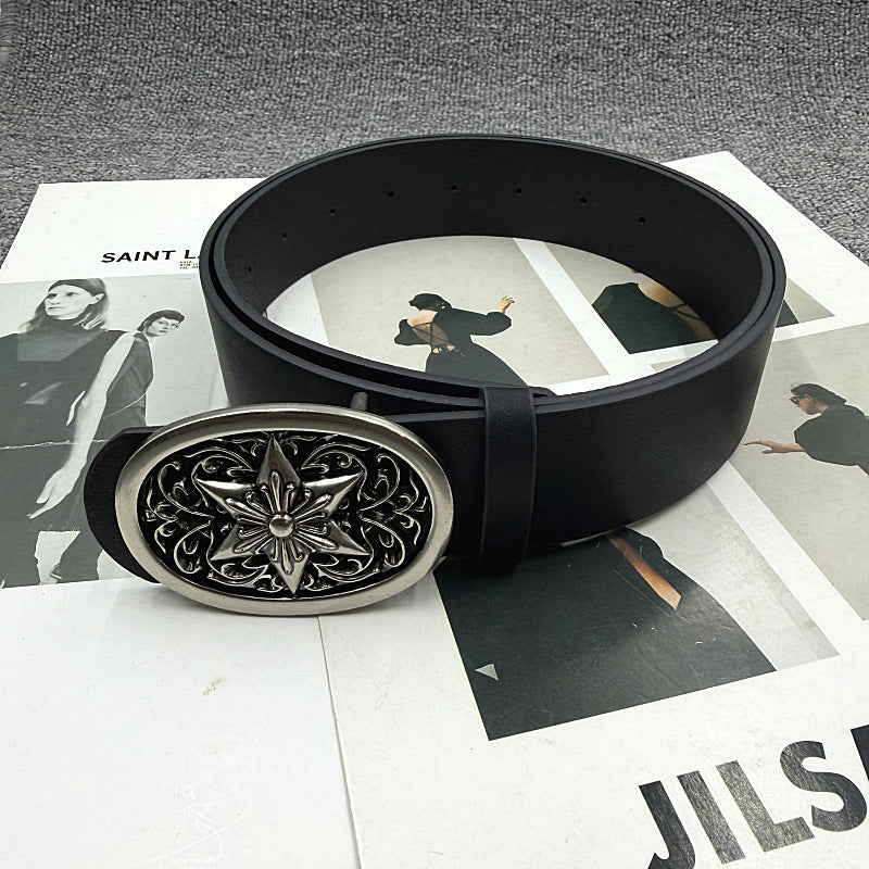 Chrome Hearts Cross Buckle Embossed Belt