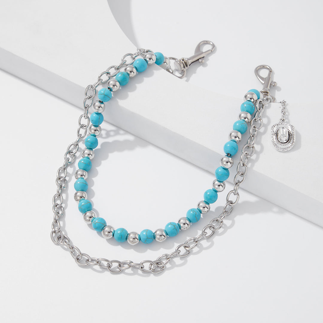 Turquoise Round-Bead Waist Chain