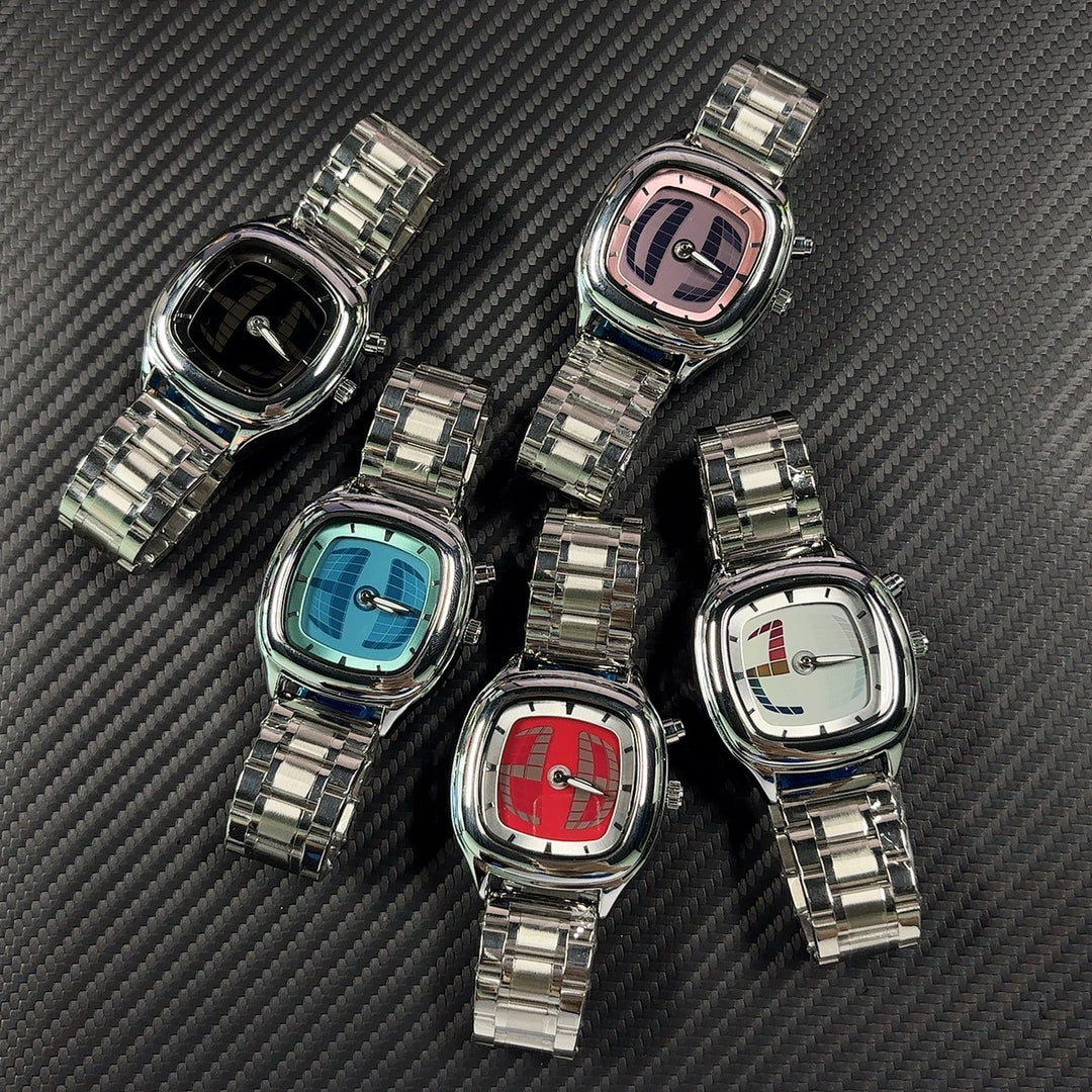 Y2K retro steel band deformable digital dynamic watch