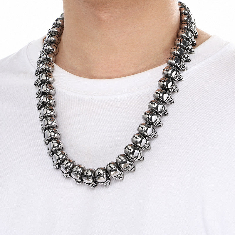 Hip-hop skull men's titanium steel bracelet