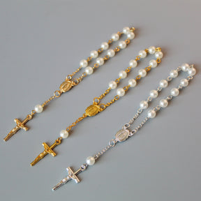 rosary pearl cross full moon blessing bracelet